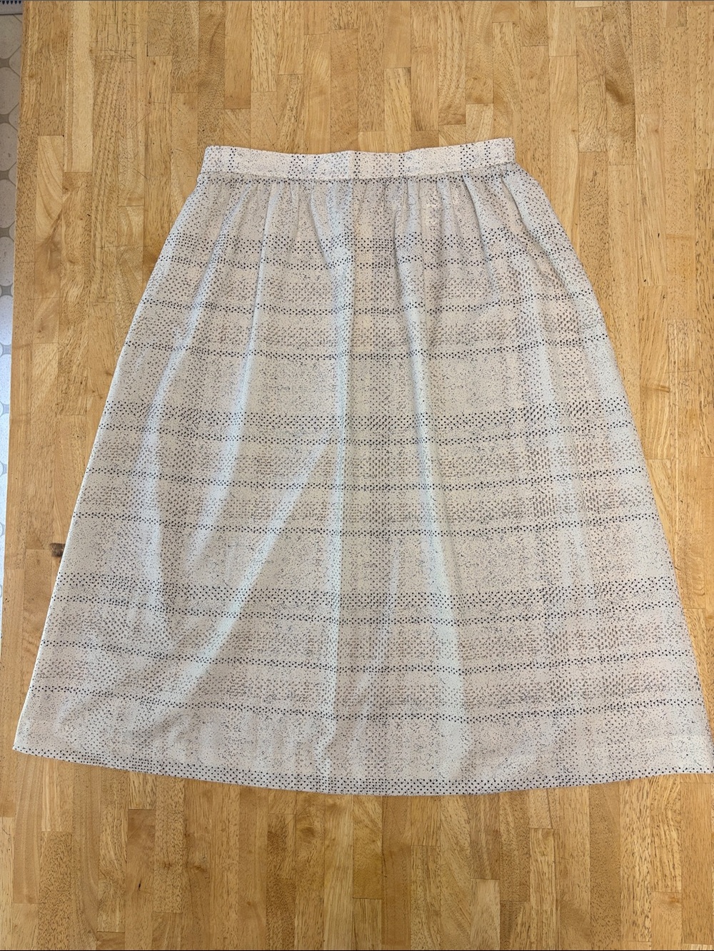 EUC VTG Donald Brooks Cream Mini Dot Print A-Line Midi Skirt